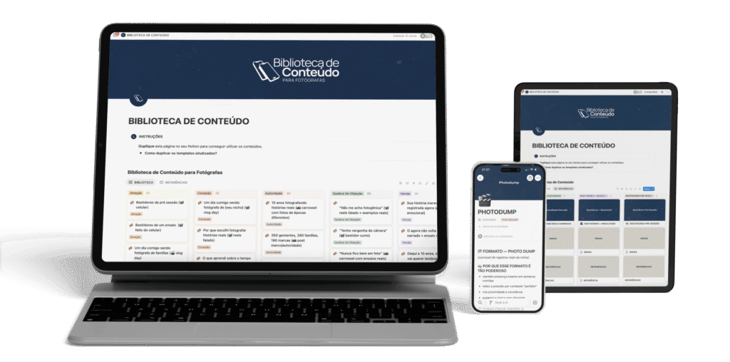 Biblioteca com posts prontos e organização estratégica